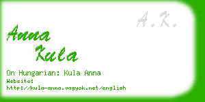 anna kula business card